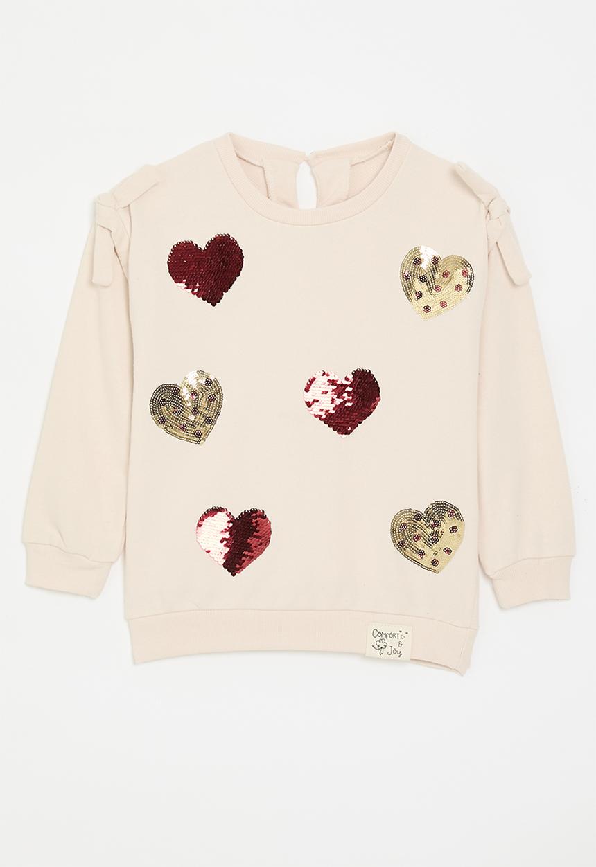 Pop Candy - Glitter sequinned sweatshirt - mother of pearl/hearts