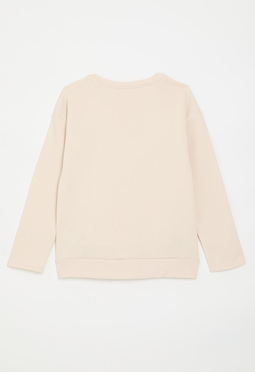 Pop Candy - Metallic rib bow detail sweater - seashell
