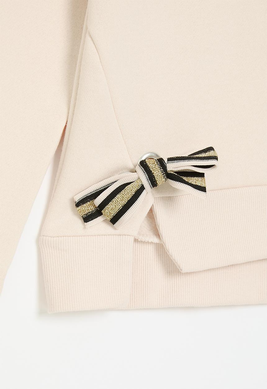 Pop Candy - Metallic rib bow detail sweater - seashell
