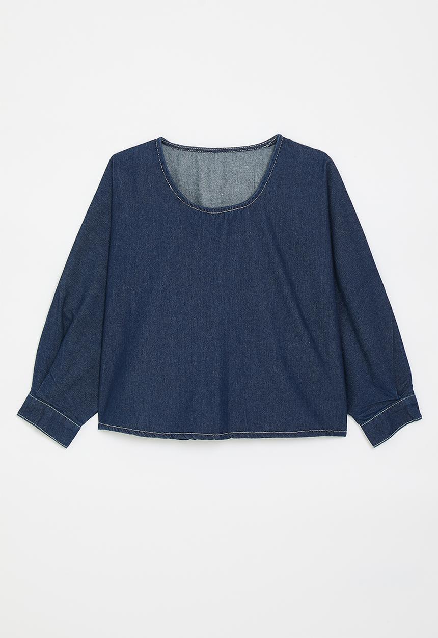 Pop Candy - Denim crew top - blue