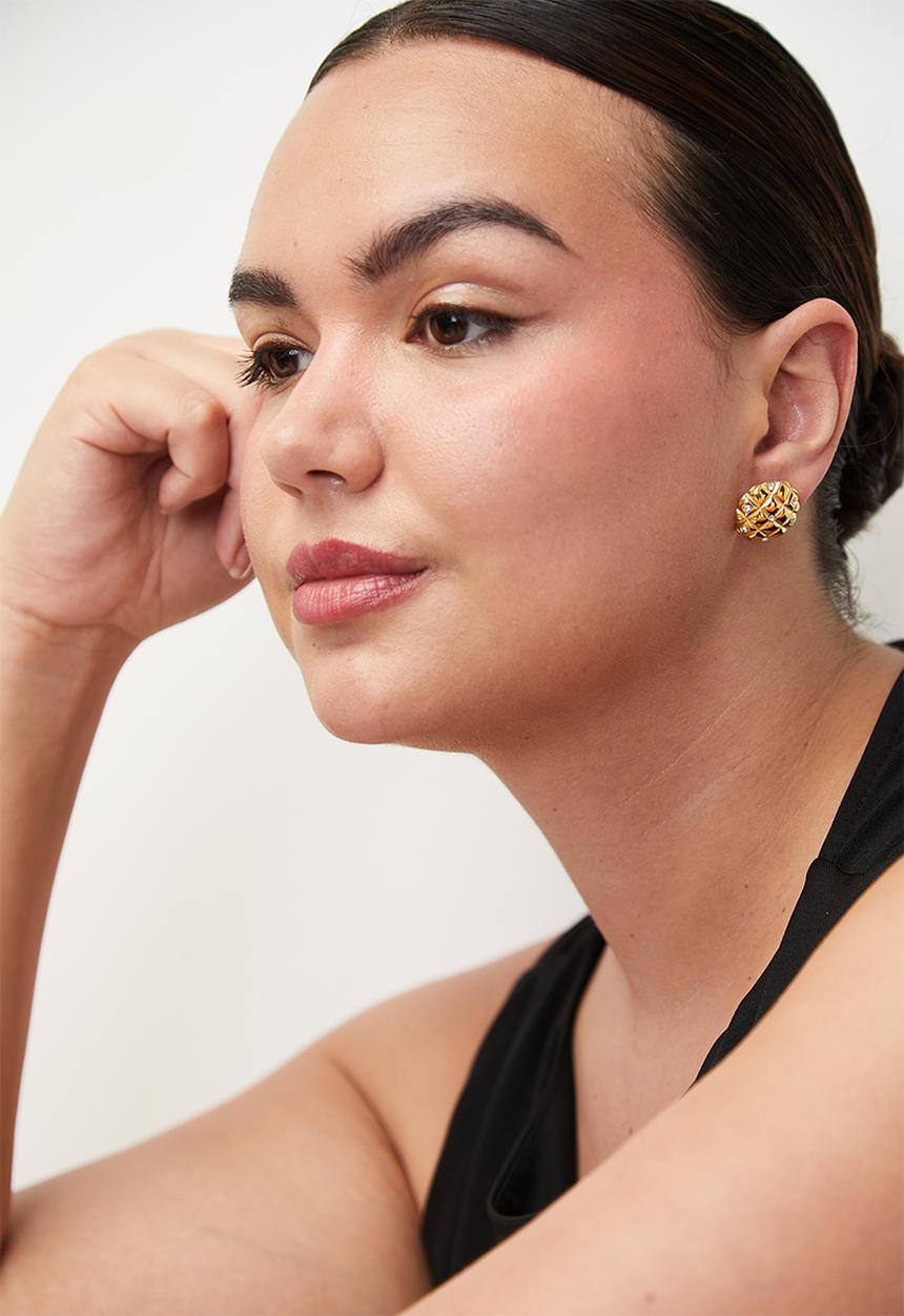Zoe on Trend - Funky Pineapple Style Earrings - Gold