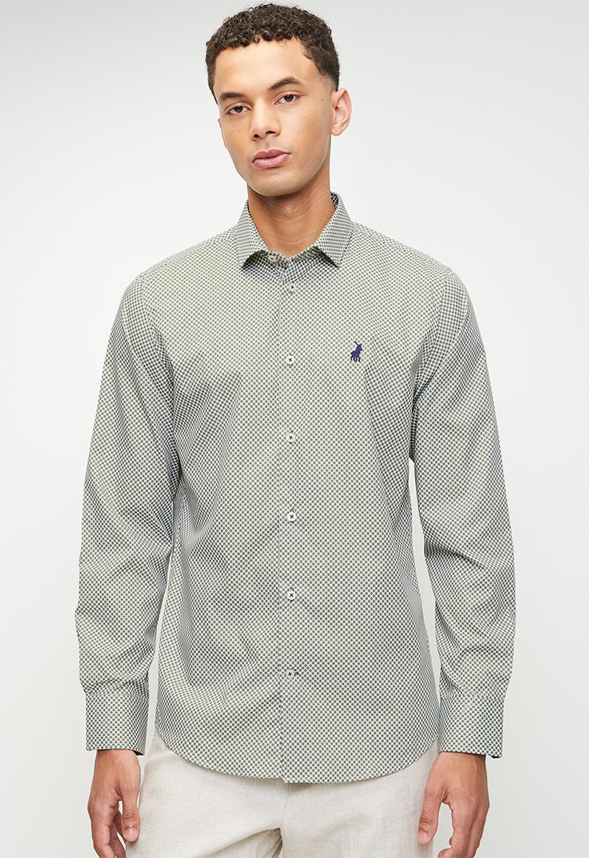 POLO - Baylor geo printed long sleeve shirt - green