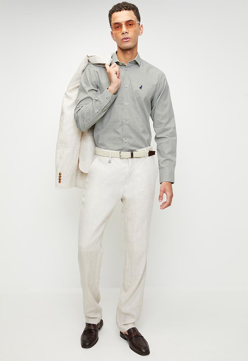 POLO - Baylor geo printed long sleeve shirt - green