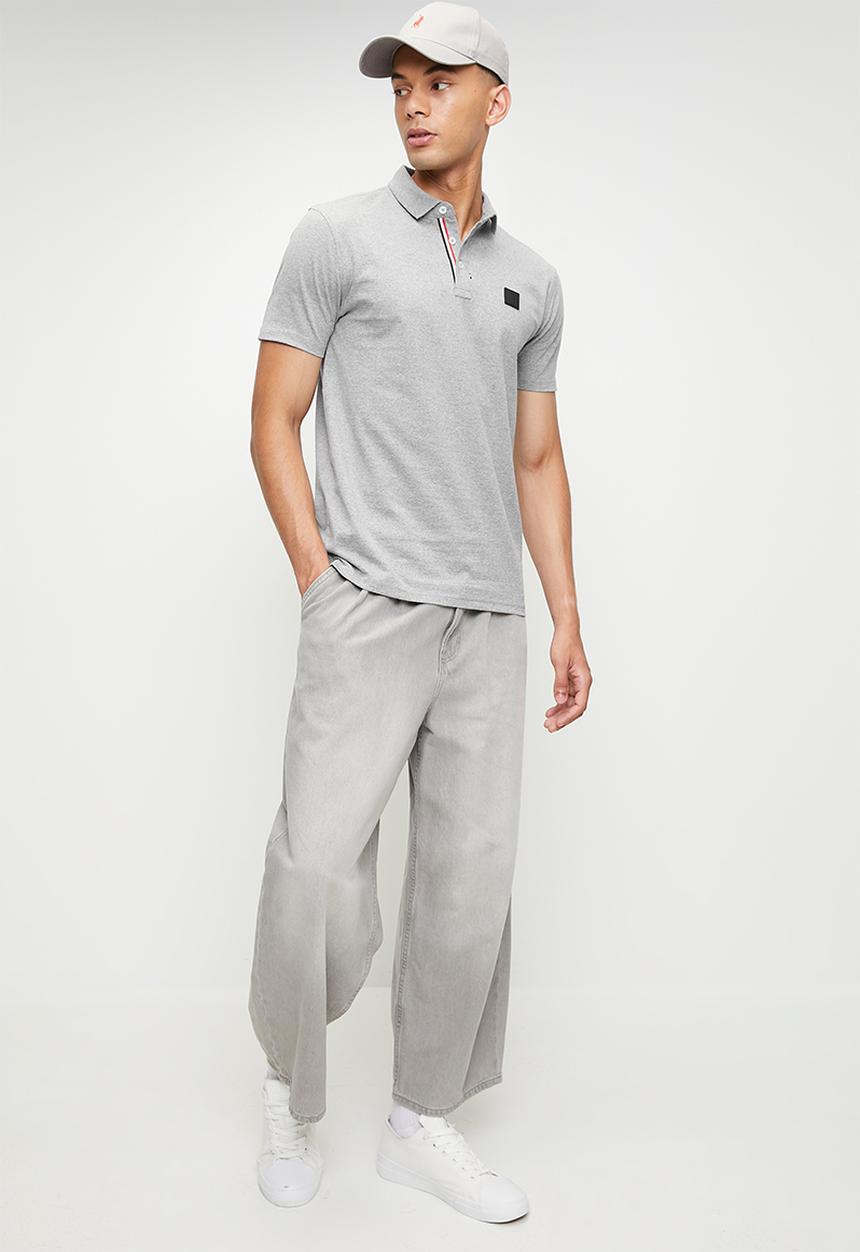 POLO - Jenson active badge short sleeve golfer - grey melange