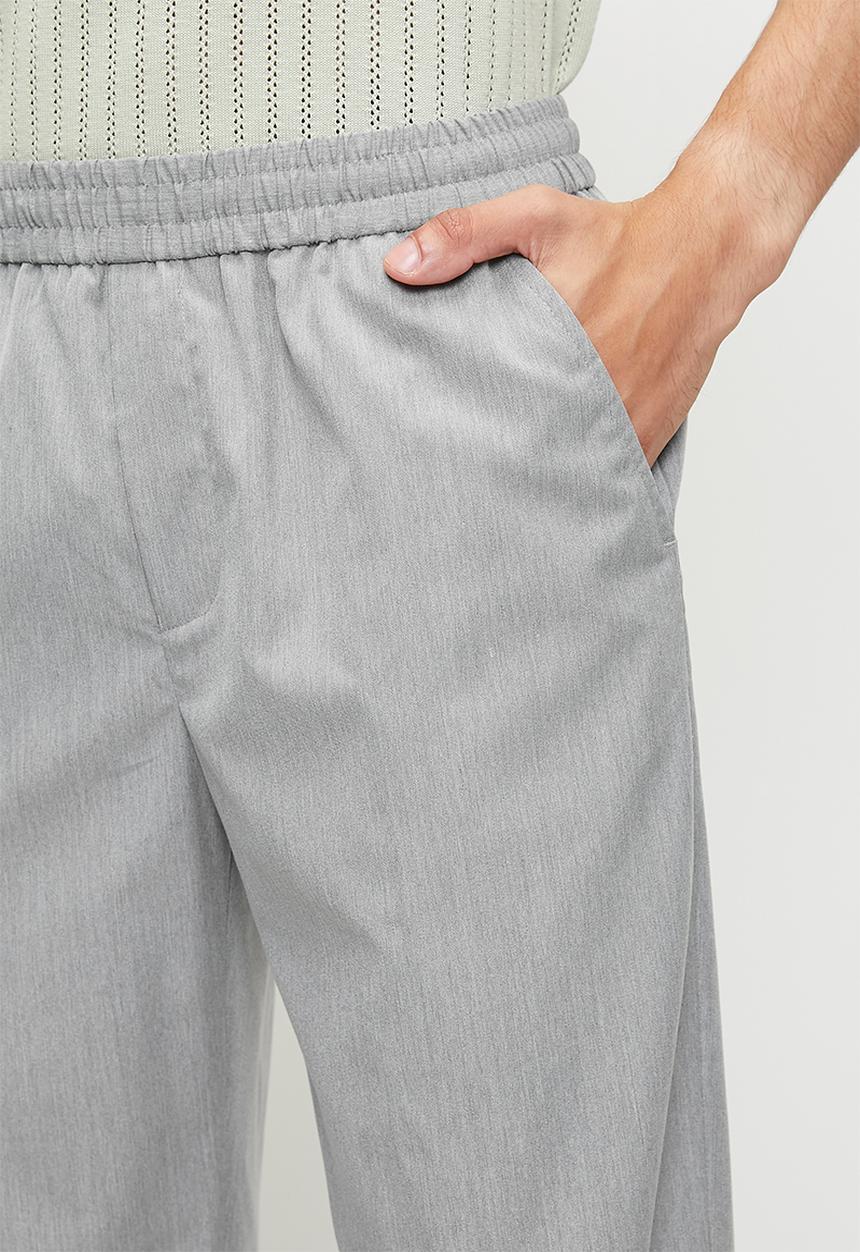 boohooMAN - Elastic Waist Straight Fit Tailored Trousers - Grey