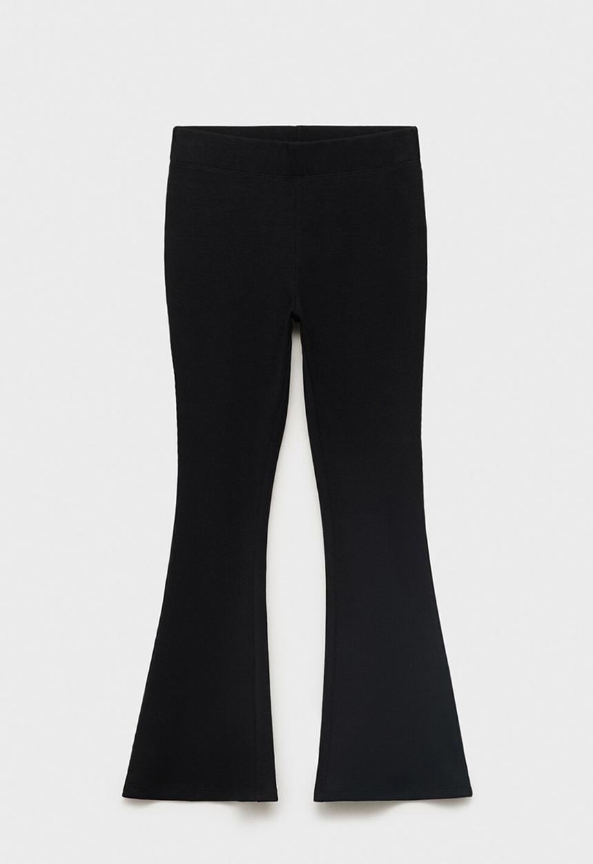 MANGO - Leggings rib flare - black