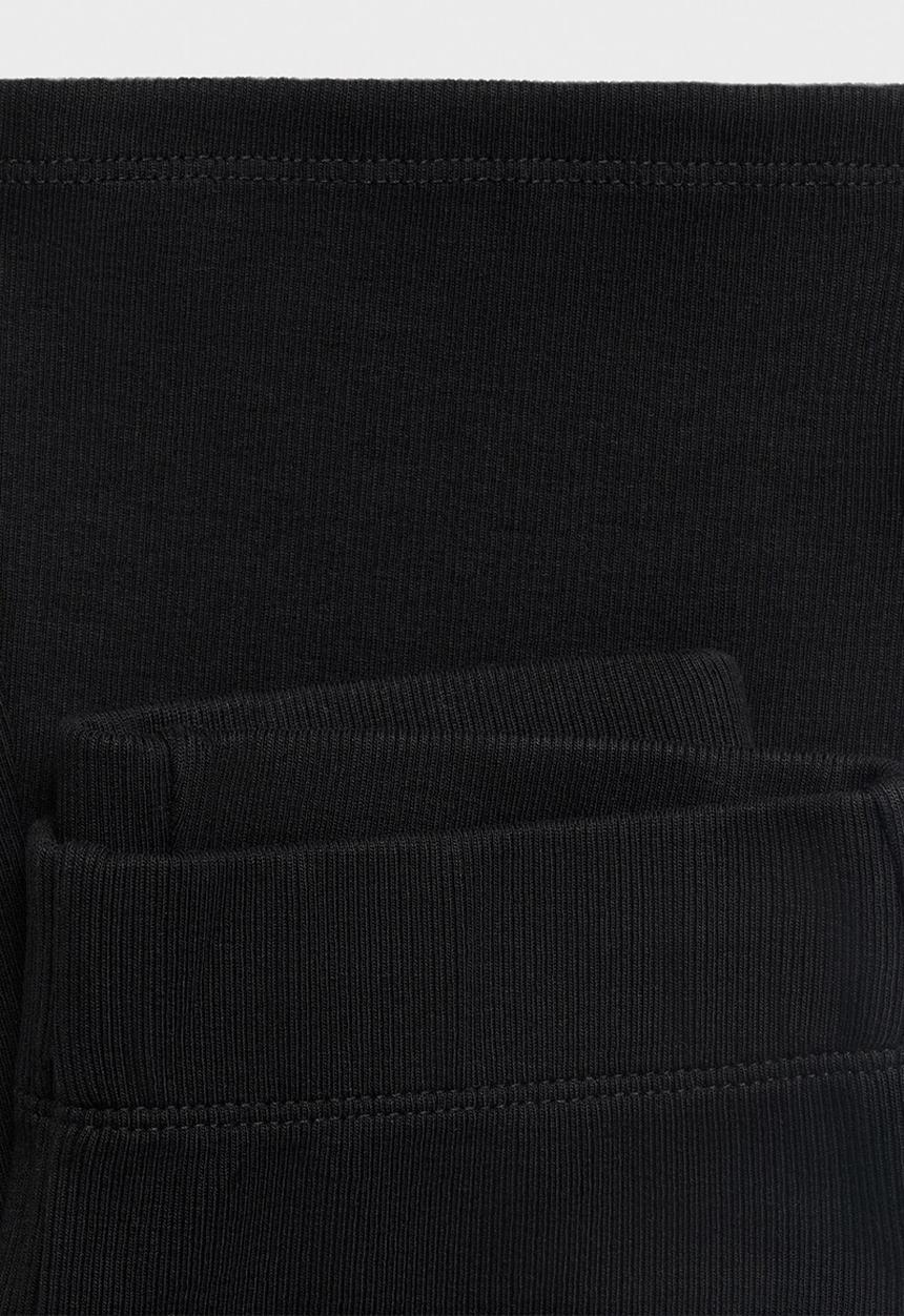 MANGO - Leggings rib flare - black
