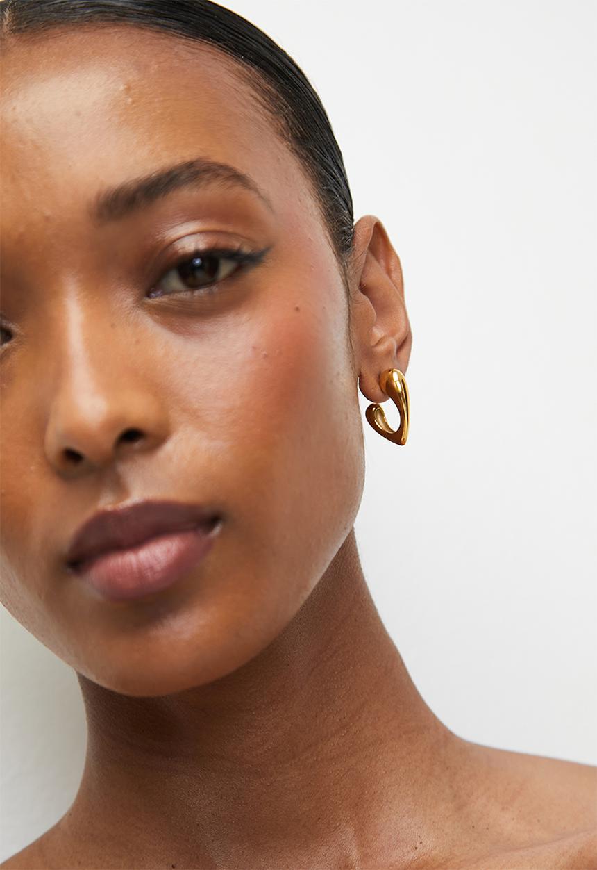 Zoe on Trend - Modern Designer Shape Hoop Earrings - Gold