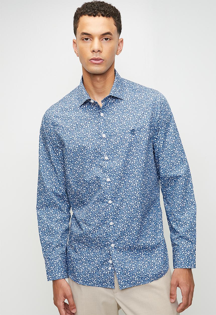 Pringle of Scotland - Theo Printed Long Tailored Shirt - Blue