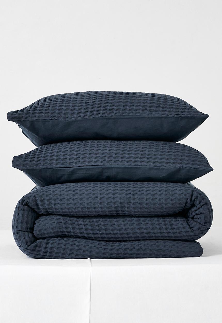 Sixth Floor - Cotton Waffle Duvet Cover Set - Navy