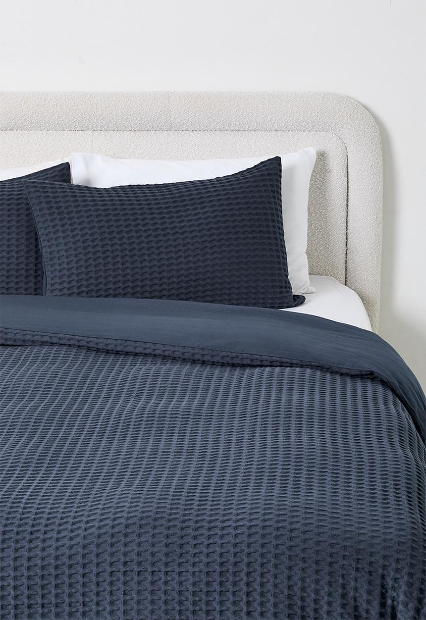 Sixth Floor - Cotton Waffle Duvet Cover Set - Navy