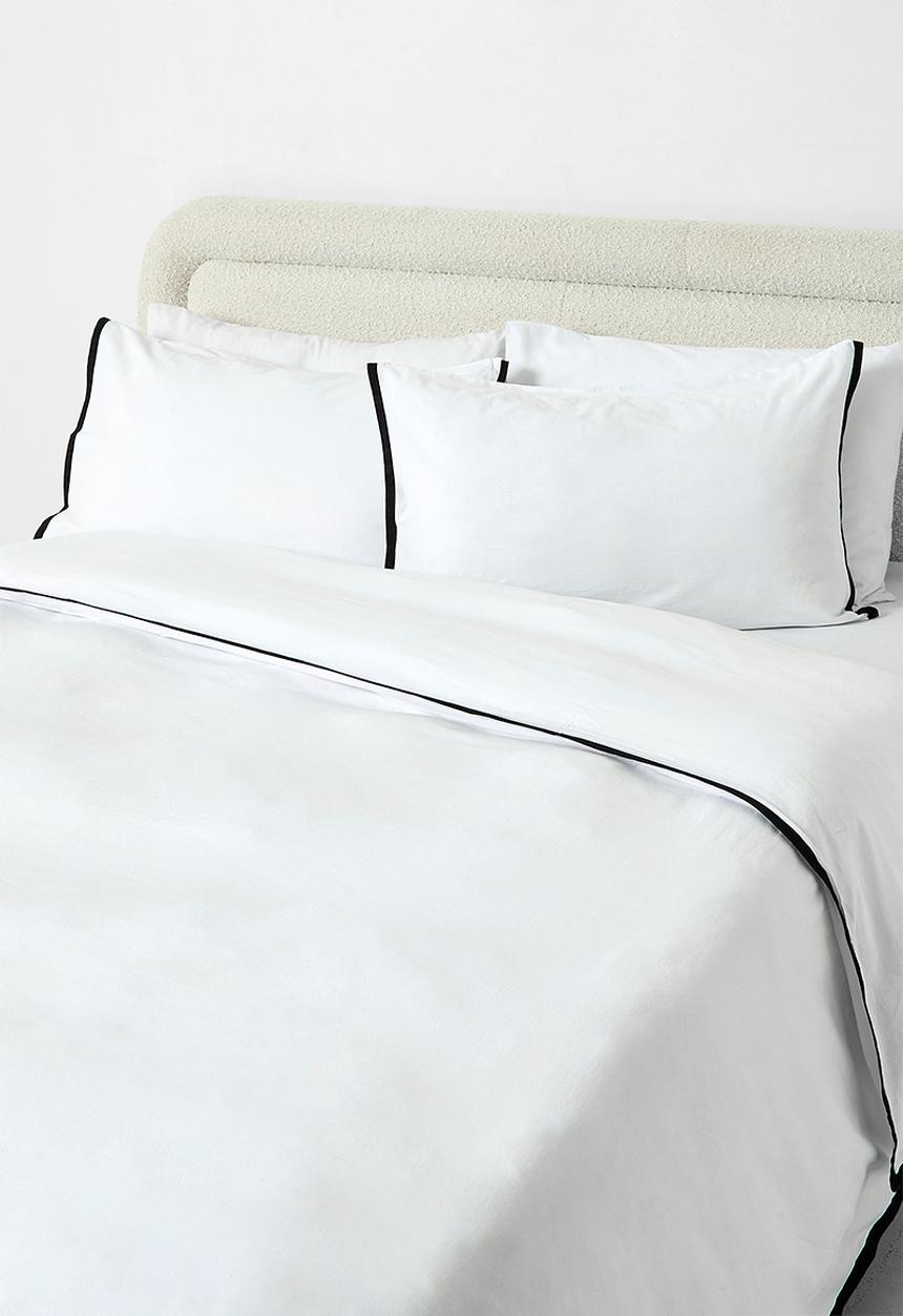Sixth Floor - Washed Cotton Duvet Set With Contrast Black Oxford