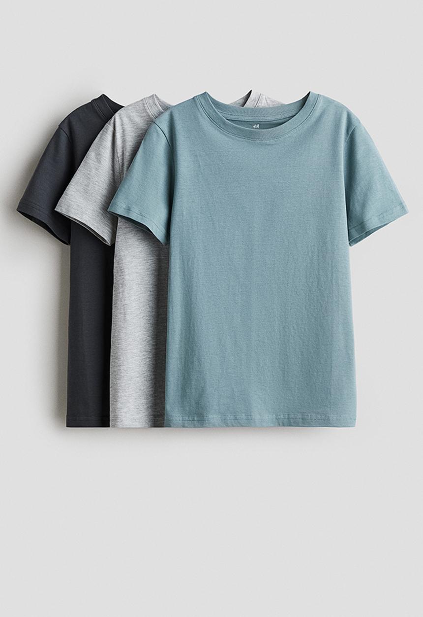 H&M - 3-pack t-shirts -  turquoise/grey marl 