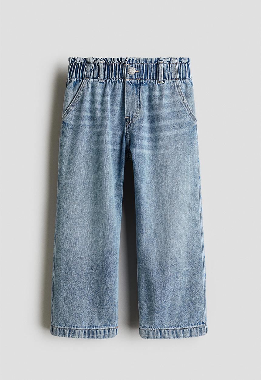H&M - Wide leg paper bag jeans - denim blue