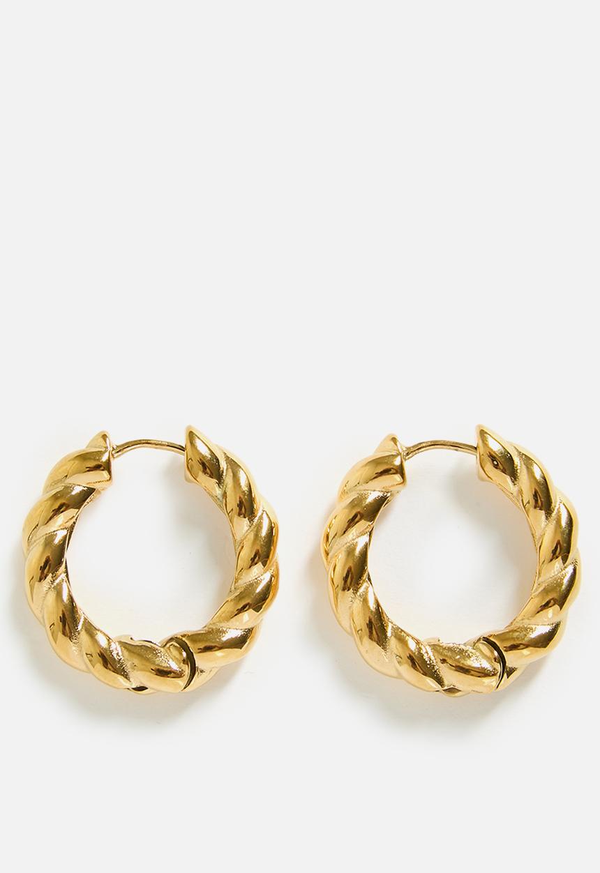 Zoe on Trend - Modern Twisted Hoop Earrings - Gold