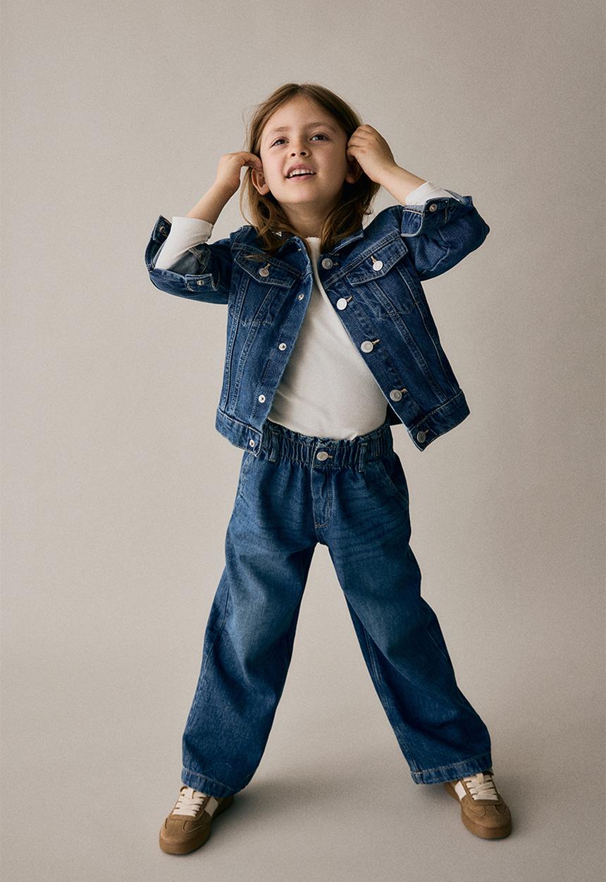 H&M - Wide leg paper bag jeans - denim blue