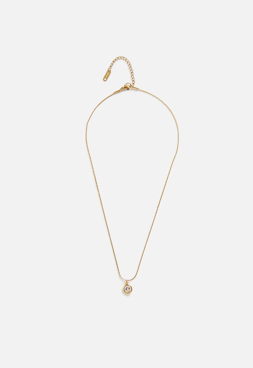 Zoe on Trend - Stylish Pendant Necklace - Gold