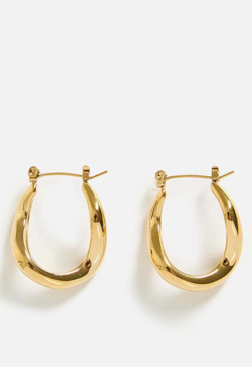Zoe on Trend - Modern Twisted Curve Hoop Earrings - Gold