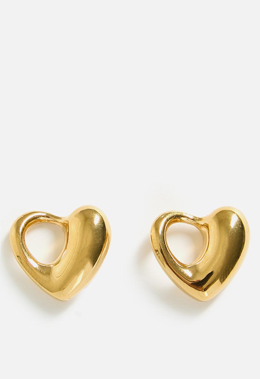 Zoe on Trend - Modern Heart Design Earrings - Gold