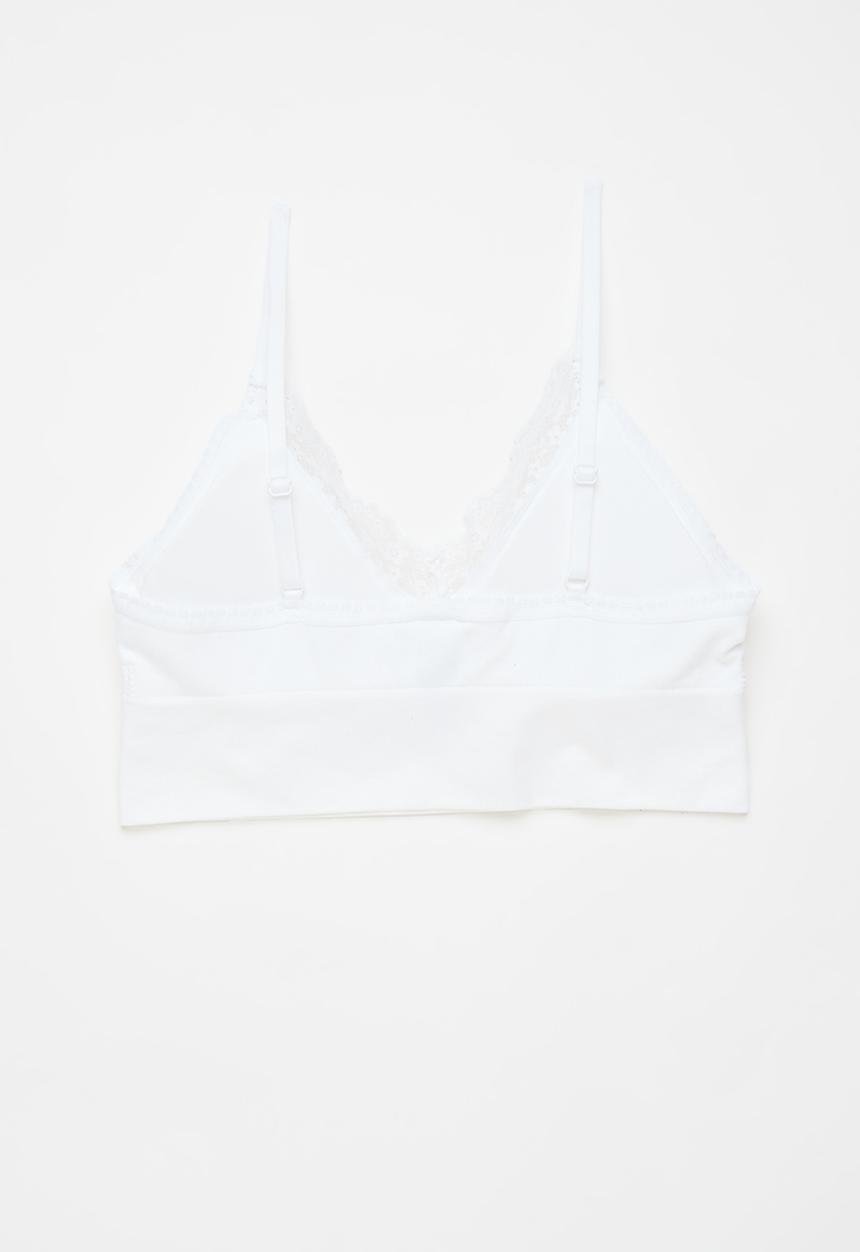 Cotton On - Seamless Longline Lace Trim Bralette 2Pk - Black/White