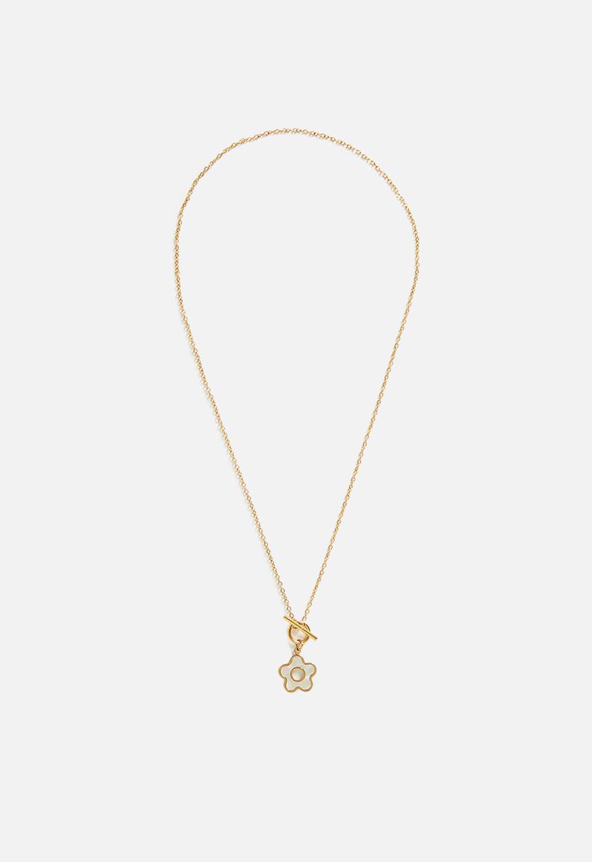Zoe on Trend - Stylish Clover Fob Necklace - Gold
