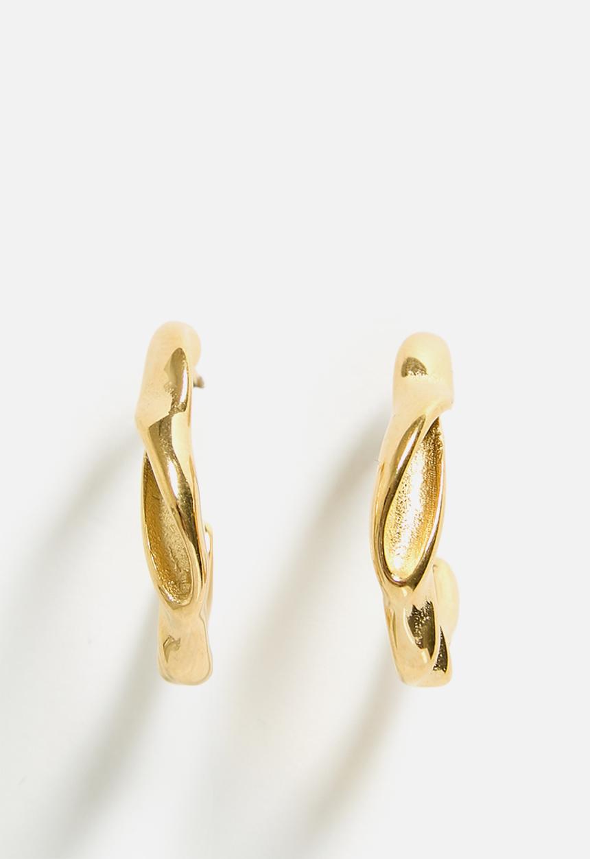 Zoe on Trend - Organic Twisted Hoop Earrings - Gold