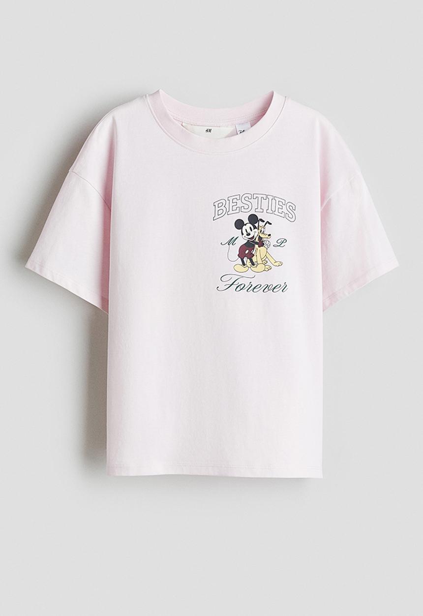 H&M - Printed cotton t-shirt - light pink mickey mouse