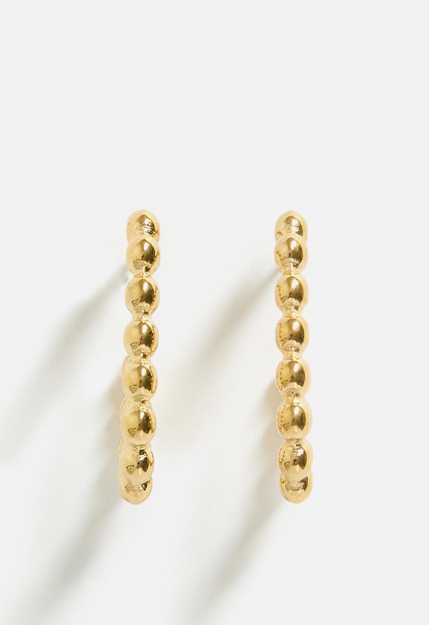 Zoe on Trend - Trend Bead Hoop Earrings - Gold