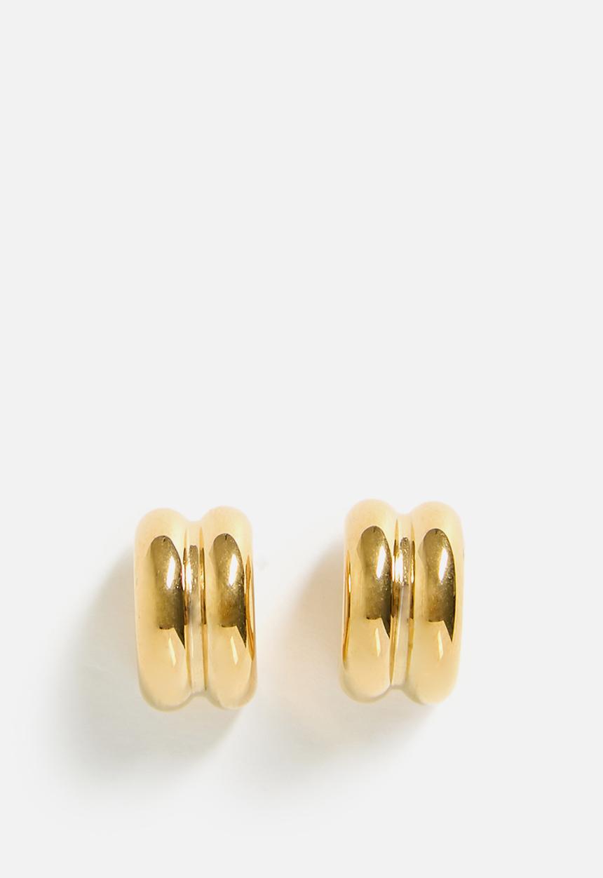 Zoe on Trend - Double-Barrel Hoop Earrings - Gold