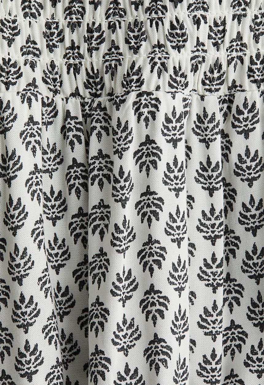 H&M - Smocked tiered skirt - white & dark grey