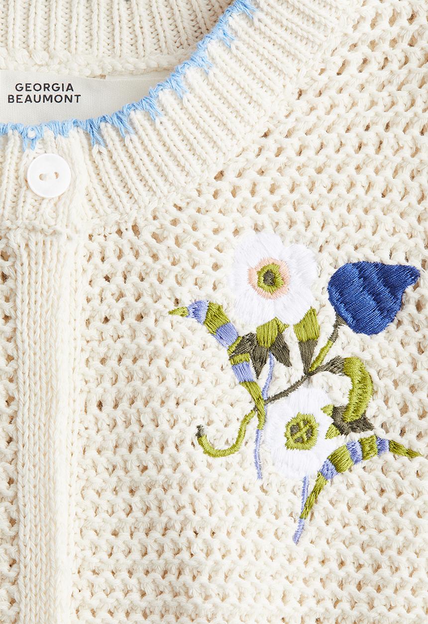 H&M - Crochet-look cardigan - cream flowers