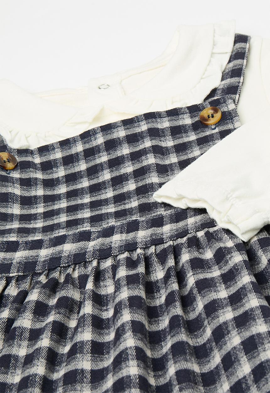 Pop Candy - Pinafore dress and collared tee set - black/white/multi