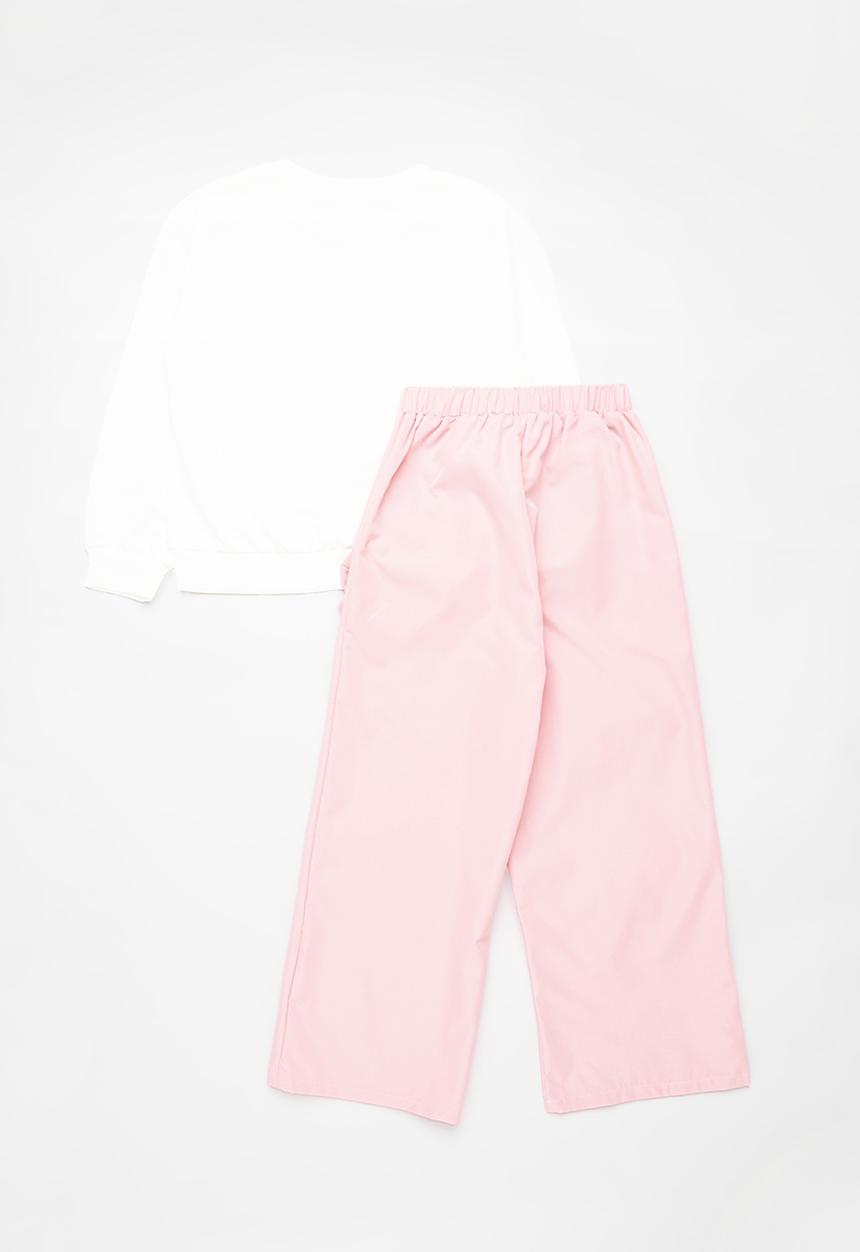 Pop Candy - Sweater & wide leg sweatpant set - white/pink