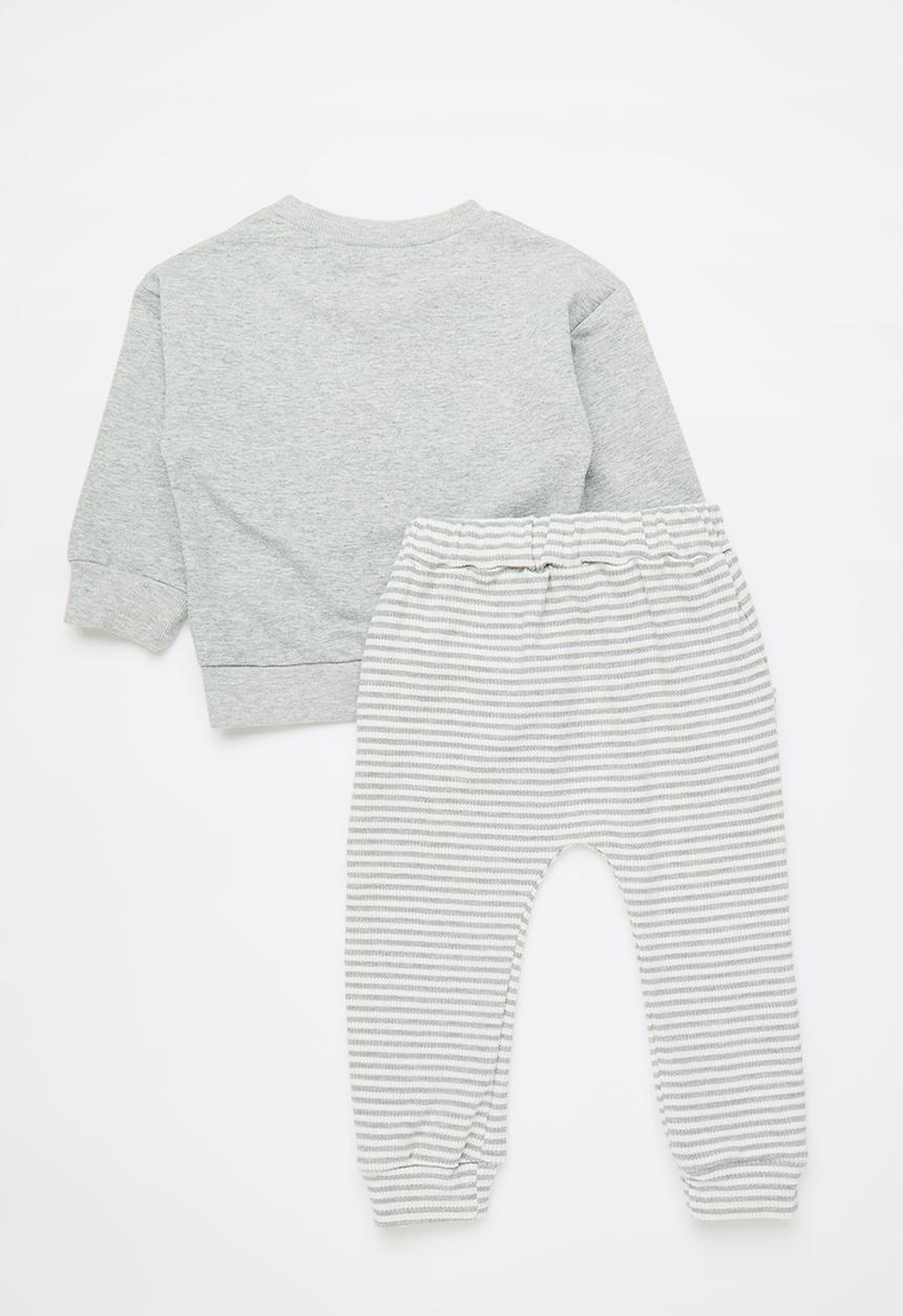 Pop Candy - Contrast pocket sweater with joggers - grey/grey stripe