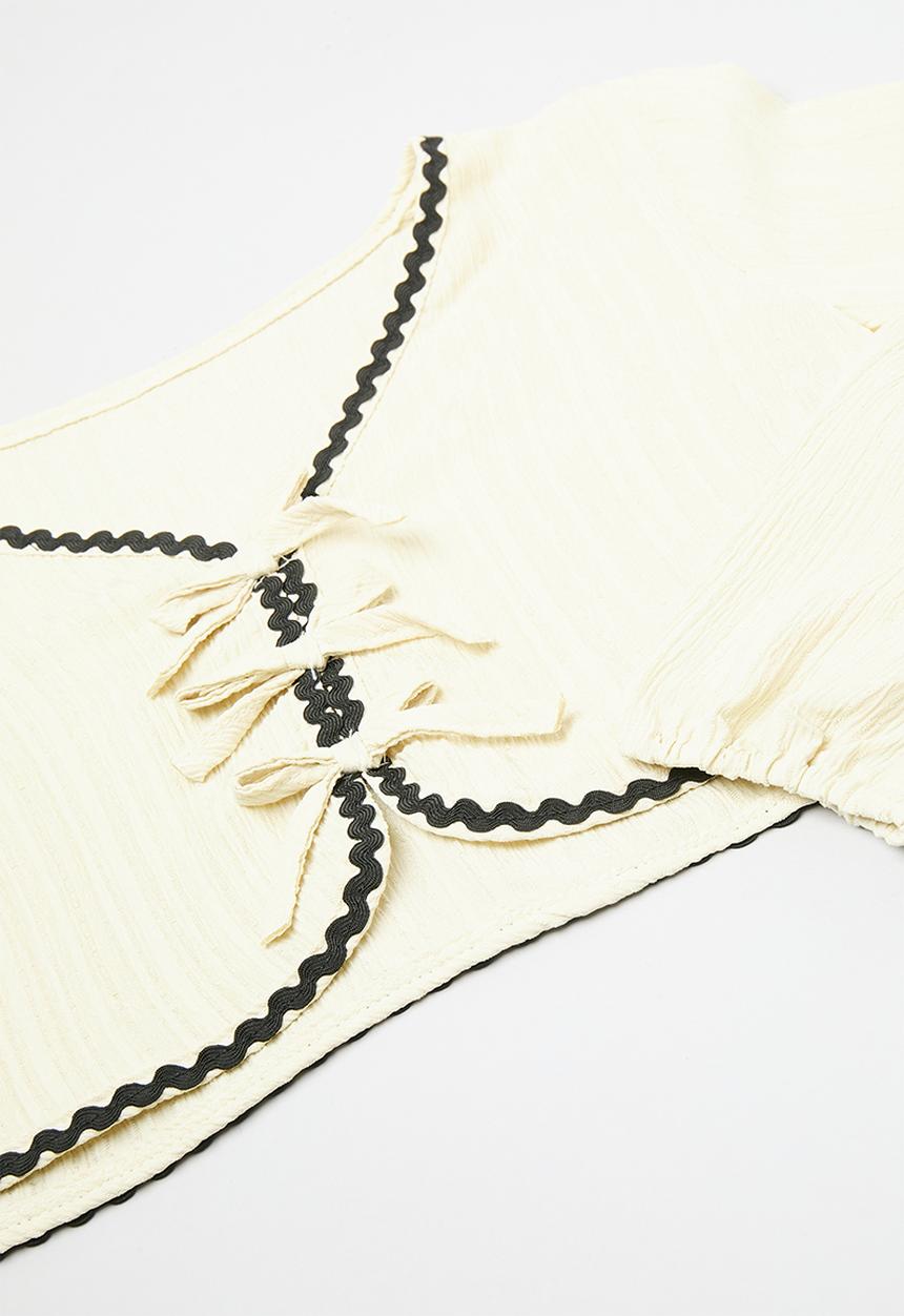 Pop Candy - Tie top & tiered skirt set - cream/black