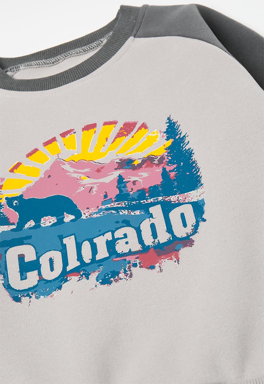 Pop Candy - Placement print raglan sweatshirt with joggers - cool grey/light grey