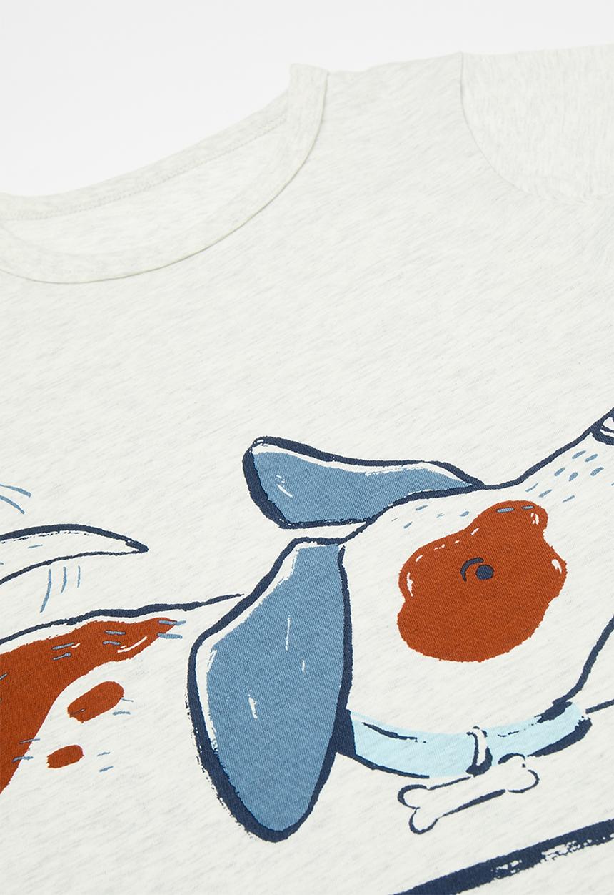 Pop Candy - 3D paws dog graphic tee with shorts - white/dark blue