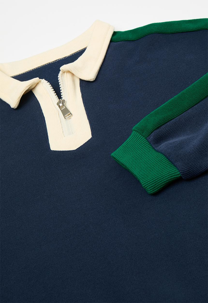 Pop Candy - Sweatset with corduroy collar - navy/green/cream