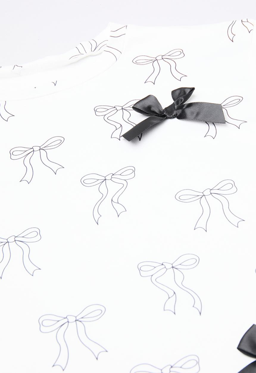 Pop Candy - Bows galore tee with flared leggings - white/black
