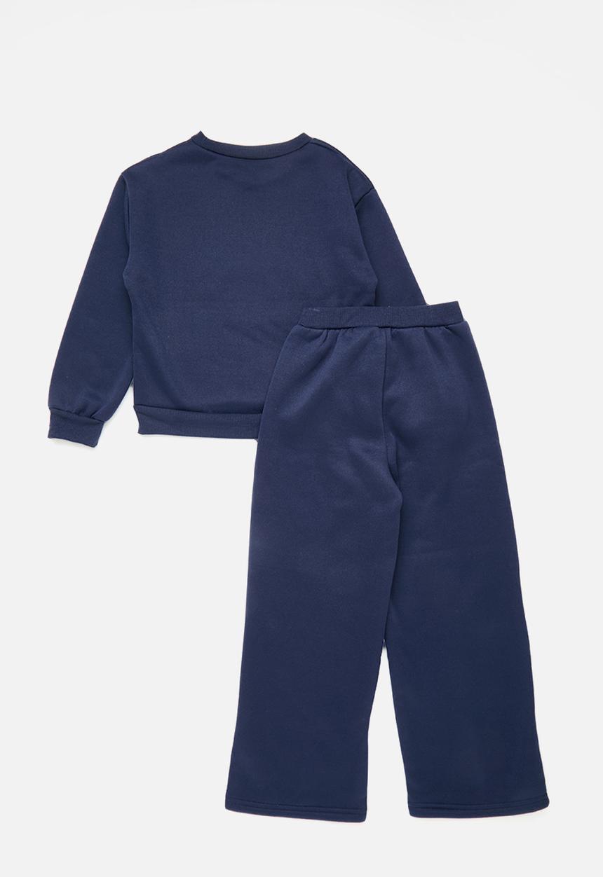 Pop Candy - Sweater & wide leg sweatpant set - navy/pink heart