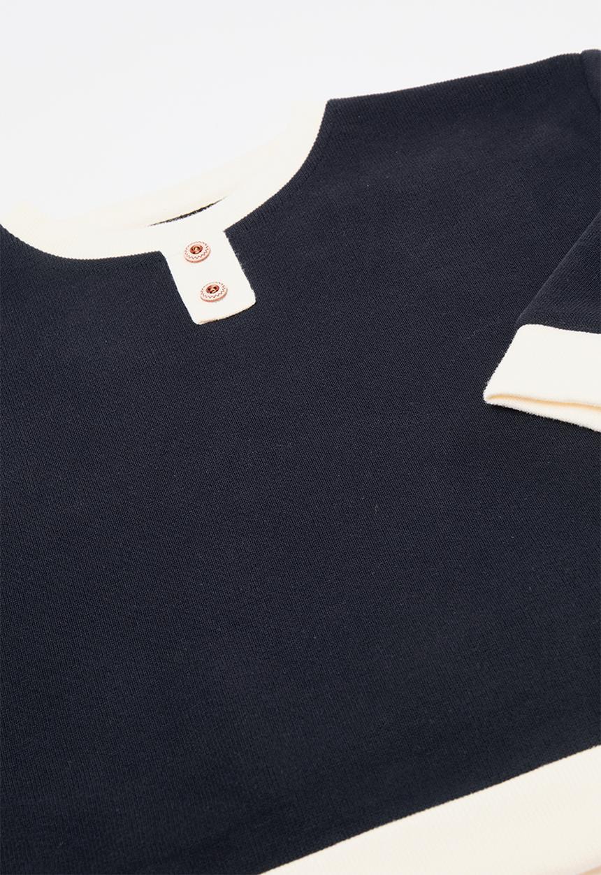 Pop Candy - Henley-style sweater with sweatpants - dark navy/white
