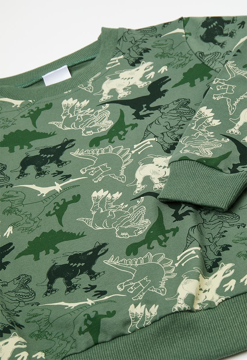 Pop Candy - Printed sweatshirt with plain joggers - soft green/navy/multi