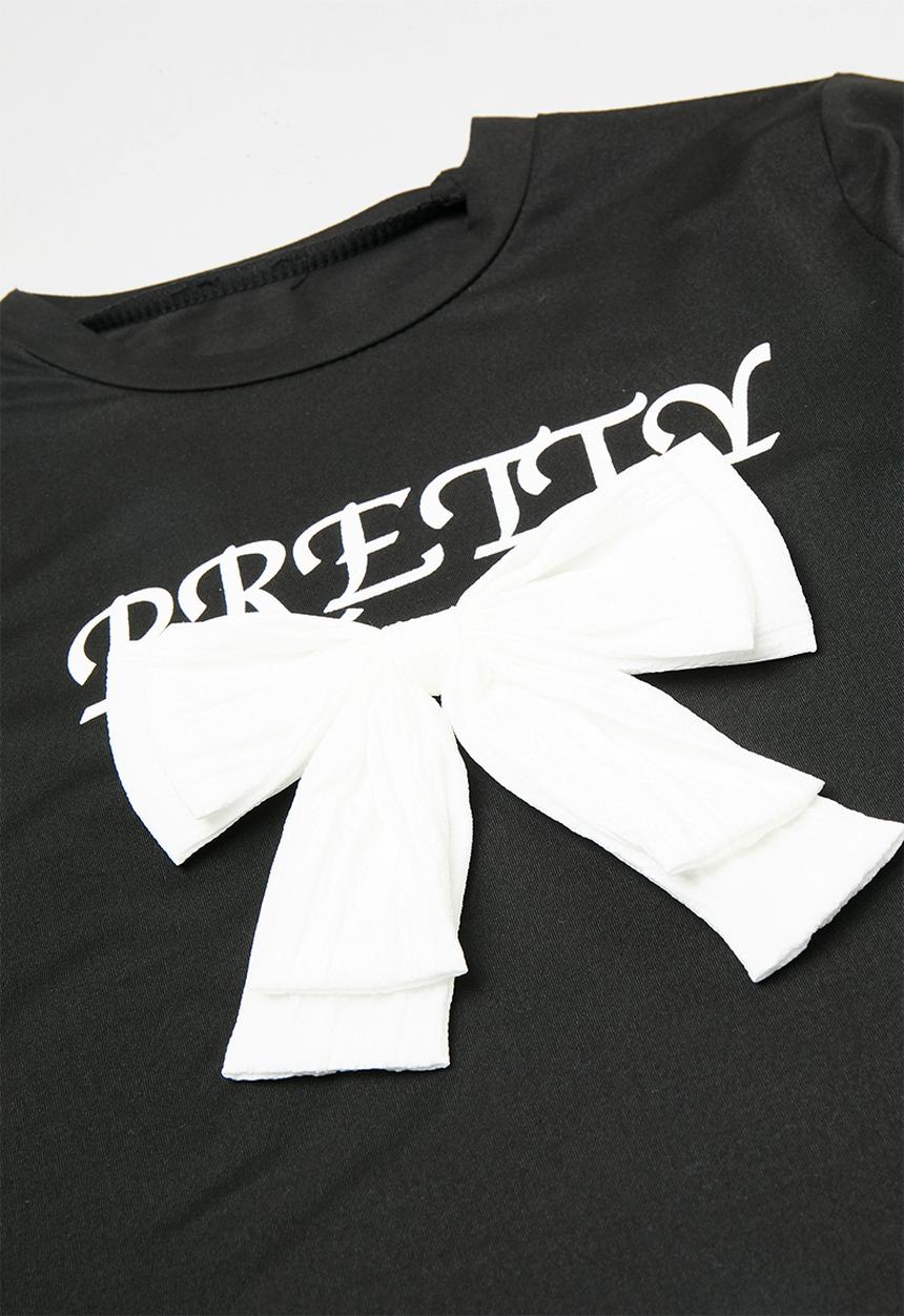 Pop Candy - Long sleeve tee & tiered maxi skirt - black/white/bow