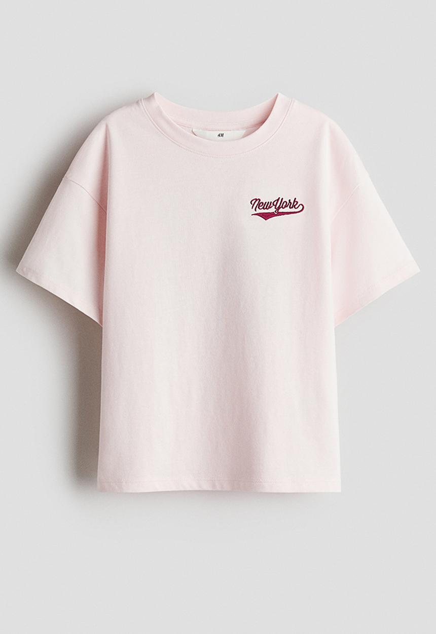 H&M - Oversized cotton t-shirt - light pink new york 