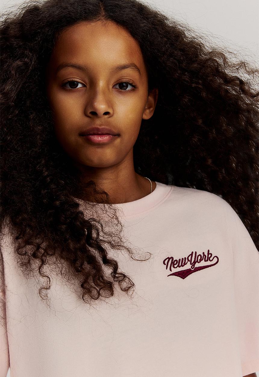 H&M - Oversized cotton t-shirt - light pink new york 