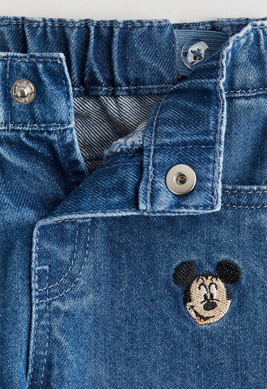 H&M - Embroidery-detail jeans - denim blue mickey mouse