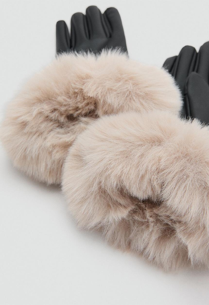 MANGO - Otto gloves - black & light beige