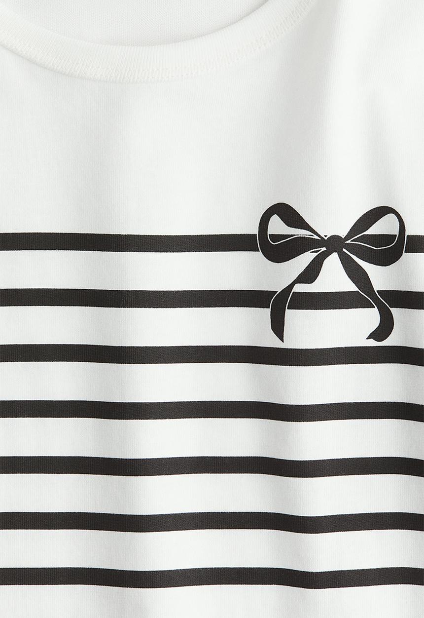 H&M - Print-motif t-shirt - white & black striped 