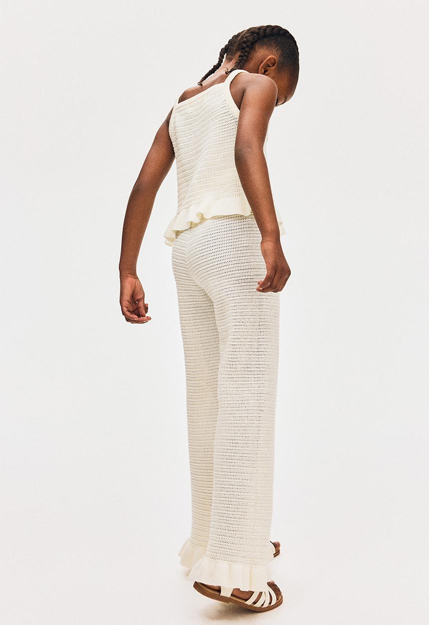 H&M - Flared cotton-knit leggings - white