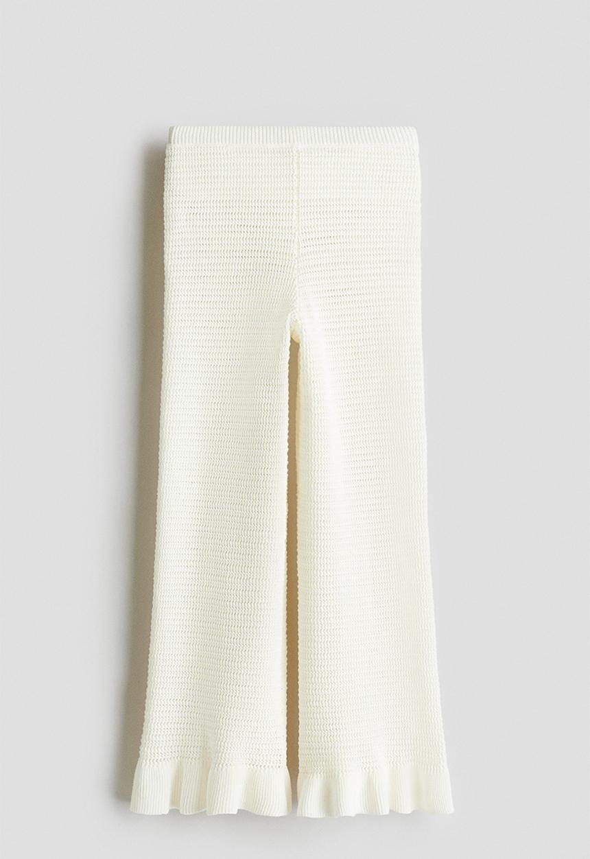 H&M - Flared cotton-knit leggings - white
